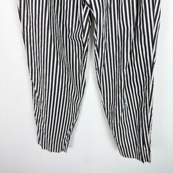 Zara Collection Striped Pull On Cropped Tie Waist Poplin Pants Size XS EUC - Picture 3 of 11